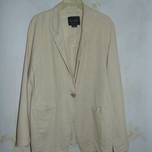 Sanctuary Blazer Linen Oversized Women's Blazer Creme Tan Pockets Lagen Look XL - Picture 8 of 9